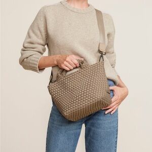 Naghedi Taupe Woven Crossbody Bag